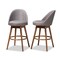 Baxton Studio Carra Grey Upholstered Walnut-Finished Wood Swivel Bar Stool, PK2 157-9650 - alternate 2